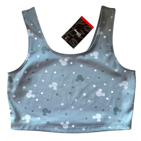 Disney Tops - Disney MICKEY MOUSE Women's Cropped Work Out Top Size S Green Printed